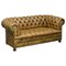 Victorian Green Hand Dyed Leather Chesterfield Sofa, Image 1