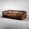 3-Seater Brown Suede & Leather Sofa, 1970s 1