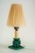 Ceramic Table Lamp with Fabric Shade, 1920s 1