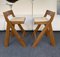 Vintage Italian Compass Counter Stools in Wood by Le Corbusier, Set of 2, Image 1