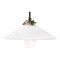 French Brass Pendant Lamp with White Opaline Milk Glass Shade 1