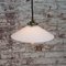 French Brass Pendant Lamp with White Opaline Milk Glass Shade 4