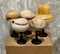 Antique French Polychrome Milliner's Hat Moulds on Stands, Set of 5, Image 2