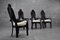 Black Lacquered Wood Chairs with Seats in Bouclè, 1980s, Set of 4 3