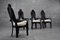 Schwarz lackierte Holzstühle mit Sitzen in Bouclè, 1980er, 4er Set 3