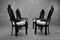 Black Lacquered Wood Chairs with Seats in Bouclè, 1980s, Set of 4 1