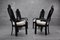 Black Lacquered Wood Chairs with Seats in Bouclè, 1980s, Set of 4, Image 1