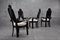 Sedie in legno laccato nero con sedute in bouclè, anni '80, set di 4, Immagine 2