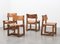Brutalist Dining Chairs in Oak and Leather, 1970s, Set of 4, Image 3