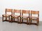 Brutalist Dining Chairs in Oak and Leather, 1970s, Set of 4, Image 4