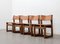 Brutalist Dining Chairs in Oak and Leather, 1970s, Set of 4 2