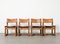 Brutalist Dining Chairs in Oak and Leather, 1970s, Set of 4 1