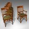 Antique English Arts and Crafts Carver Dining Chairs in Oak, Set of 6 1
