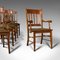 Antique English Arts and Crafts Carver Dining Chairs in Oak, Set of 6 8
