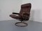 Norwegian Copper & Leather Extendable Stressless Easy Chair and Ottoman from Ekornes, 1970s, Set of 2, Image 11