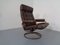 Norwegian Copper & Leather Extendable Stressless Easy Chair and Ottoman from Ekornes, 1970s, Set of 2, Image 12