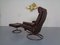 Norwegian Copper & Leather Extendable Stressless Easy Chair and Ottoman from Ekornes, 1970s, Set of 2 2