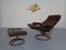 Norwegian Copper & Leather Extendable Stressless Easy Chair and Ottoman from Ekornes, 1970s, Set of 2 5