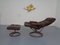 Norwegian Copper & Leather Extendable Stressless Easy Chair and Ottoman from Ekornes, 1970s, Set of 2, Image 7