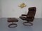 Norwegian Copper & Leather Extendable Stressless Easy Chair and Ottoman from Ekornes, 1970s, Set of 2 1