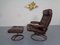 Norwegian Copper & Leather Extendable Stressless Easy Chair and Ottoman from Ekornes, 1970s, Set of 2 4