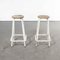 French Tall White Laboratory Stools, 1960s, Set of 2 1