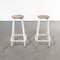 French Tall White Laboratory Stools, 1960s, Set of 2, Image 1