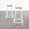 French Tall White Laboratory Stools, 1960s, Set of 2 3