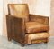 Antique Metropolitan Art Deco Hand Dyed Brown Leather Armchairs, 1920s, Set of 2, Image 13