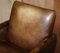 Antique Metropolitan Art Deco Hand Dyed Brown Leather Armchairs, 1920s, Set of 2 15