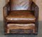 Antique Metropolitan Art Deco Hand Dyed Brown Leather Armchairs, 1920s, Set of 2 8