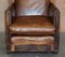 Antique Metropolitan Art Deco Hand Dyed Brown Leather Armchairs, 1920s, Set of 2, Image 8