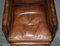 Antique Metropolitan Art Deco Hand Dyed Brown Leather Armchairs, 1920s, Set of 2 6