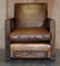 Antique Metropolitan Art Deco Hand Dyed Brown Leather Armchairs, 1920s, Set of 2 14