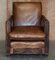 Antique Metropolitan Art Deco Hand Dyed Brown Leather Armchairs, 1920s, Set of 2 3