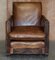 Antique Metropolitan Art Deco Hand Dyed Brown Leather Armchairs, 1920s, Set of 2, Image 3