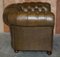Vintage Chesterfield Olive Green Leather Sofa & Armchair, Set of 2 19