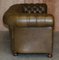 Vintage Chesterfield Olive Green Leather Sofa & Armchair, Set of 2 10