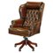 Hand Dyed President Brown Leather Directors Captain's Chair from Harrods 1