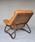 Leather and Bamboo Armchair with Ottoman, 1980s, Set of 2 6