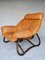 Leather and Bamboo Armchair with Ottoman, 1980s, Set of 2 4