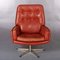 Chaise Pivotante Vintage en Cuir Rouge, Danemark, 1960s 4