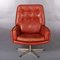 Vintage Danish Red Leather Swivel Chair, 1960s, Image 4