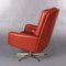 Vintage Danish Red Leather Swivel Chair, 1960s 3