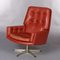 Chaise Pivotante Vintage en Cuir Rouge, Danemark, 1960s 2