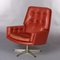 Vintage Danish Red Leather Swivel Chair, 1960s 2