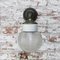 Vintage Industrial White Porcelain, Clear Striped Glass & Brass Wall Lamp 7