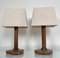 French Stitched Leather and Brass Table Lamps, 1960s, Set of 2 1