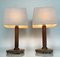 French Stitched Leather and Brass Table Lamps, 1960s, Set of 2 2