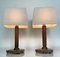French Stitched Leather and Brass Table Lamps, 1960s, Set of 2, Image 2